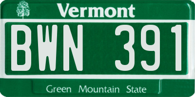 VT license plate BWN391