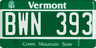 VT license plate BWN393