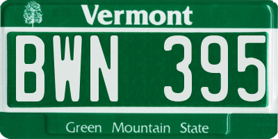 VT license plate BWN395