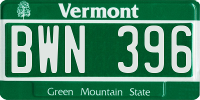 VT license plate BWN396
