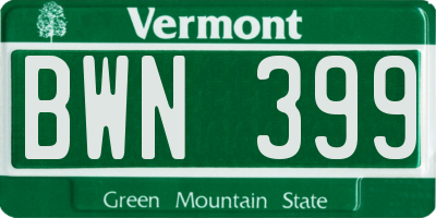 VT license plate BWN399