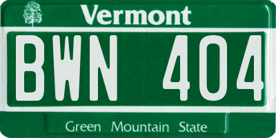 VT license plate BWN404