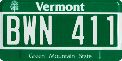 VT license plate BWN411
