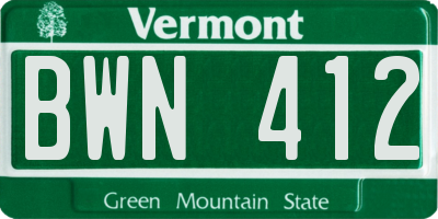 VT license plate BWN412