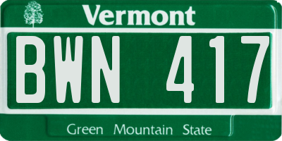 VT license plate BWN417