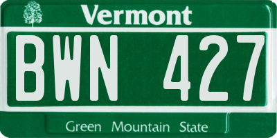 VT license plate BWN427