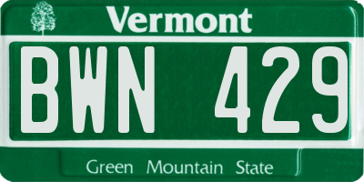 VT license plate BWN429