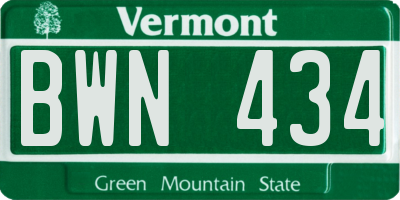 VT license plate BWN434