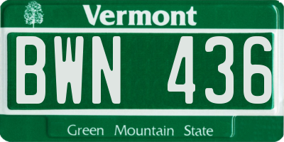 VT license plate BWN436