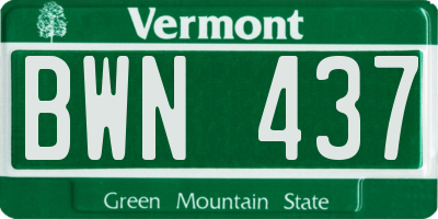 VT license plate BWN437