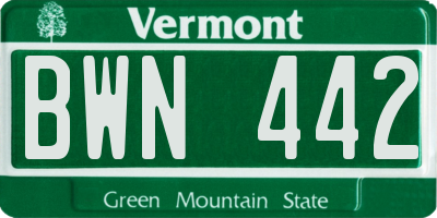 VT license plate BWN442