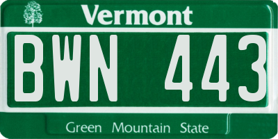 VT license plate BWN443