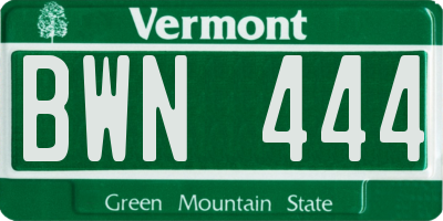 VT license plate BWN444