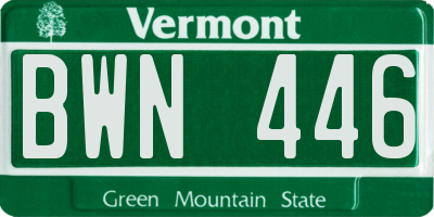VT license plate BWN446