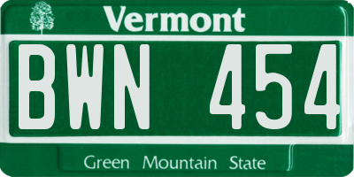 VT license plate BWN454
