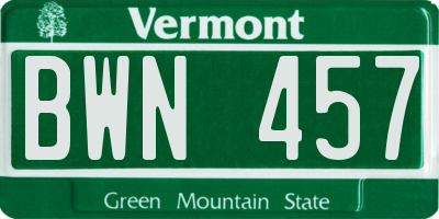 VT license plate BWN457