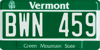 VT license plate BWN459