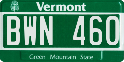 VT license plate BWN460