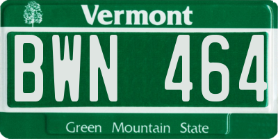 VT license plate BWN464
