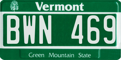 VT license plate BWN469