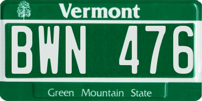 VT license plate BWN476