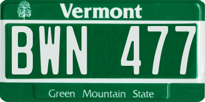 VT license plate BWN477