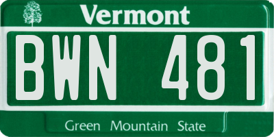 VT license plate BWN481