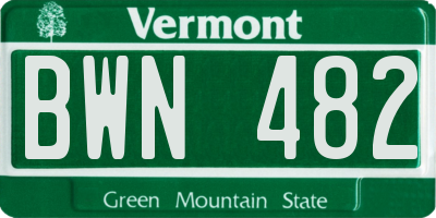 VT license plate BWN482