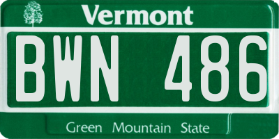 VT license plate BWN486