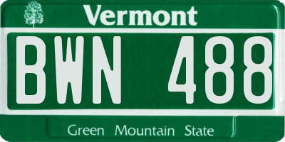 VT license plate BWN488