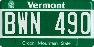 VT license plate BWN490
