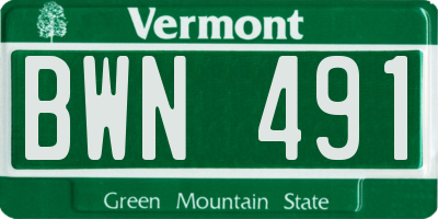 VT license plate BWN491