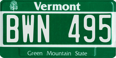 VT license plate BWN495