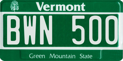 VT license plate BWN500