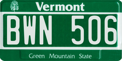 VT license plate BWN506