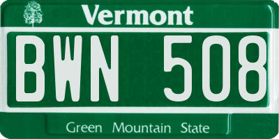 VT license plate BWN508