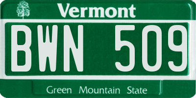 VT license plate BWN509