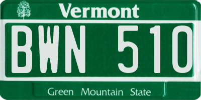 VT license plate BWN510