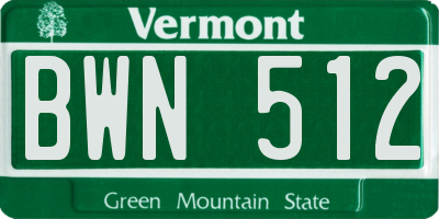 VT license plate BWN512