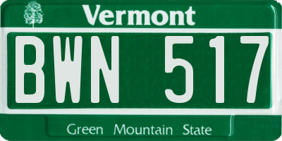 VT license plate BWN517