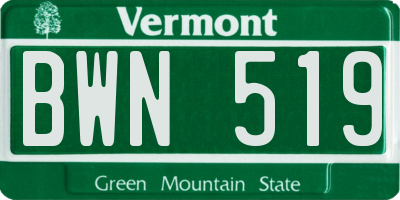 VT license plate BWN519