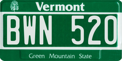 VT license plate BWN520