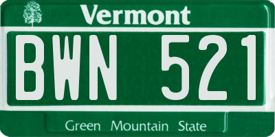 VT license plate BWN521