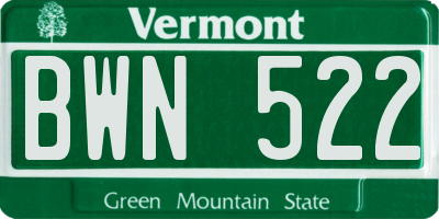 VT license plate BWN522