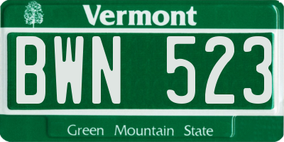 VT license plate BWN523