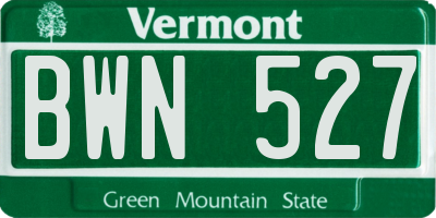 VT license plate BWN527