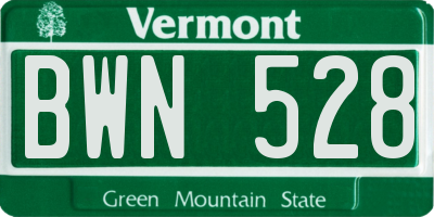 VT license plate BWN528