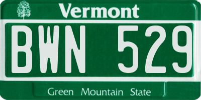 VT license plate BWN529