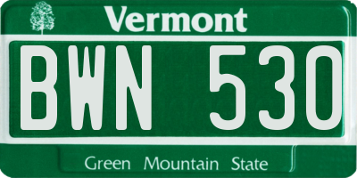 VT license plate BWN530