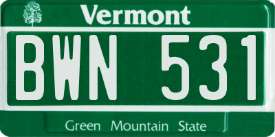 VT license plate BWN531